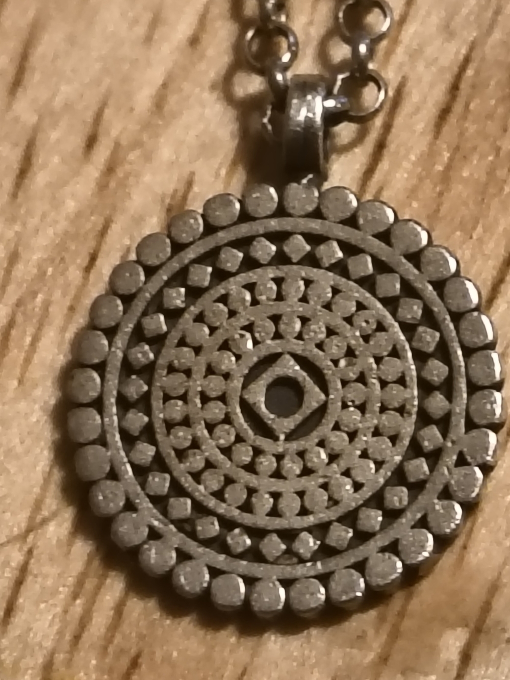 Antique Sterling Silver Mandala Pendant Necklace Marked 925